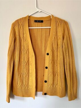 Modcloth Golden Mustard Cable Cardigan